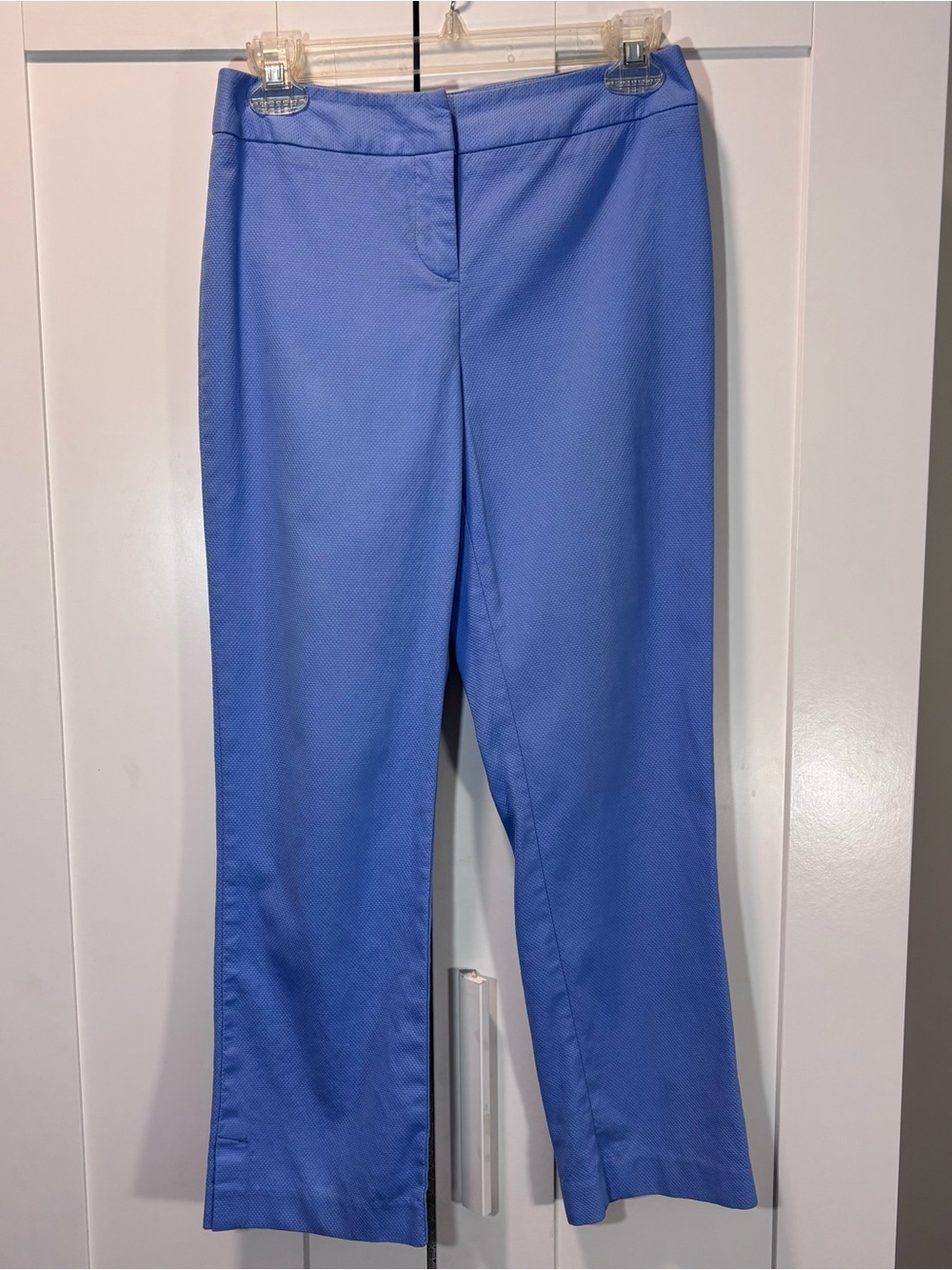 Sigrid Olsen Cotton Petite 2 Blue Textured Stretch Straight Leg Pants Crop Ankle